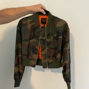 cropped camp bomber jacket size M